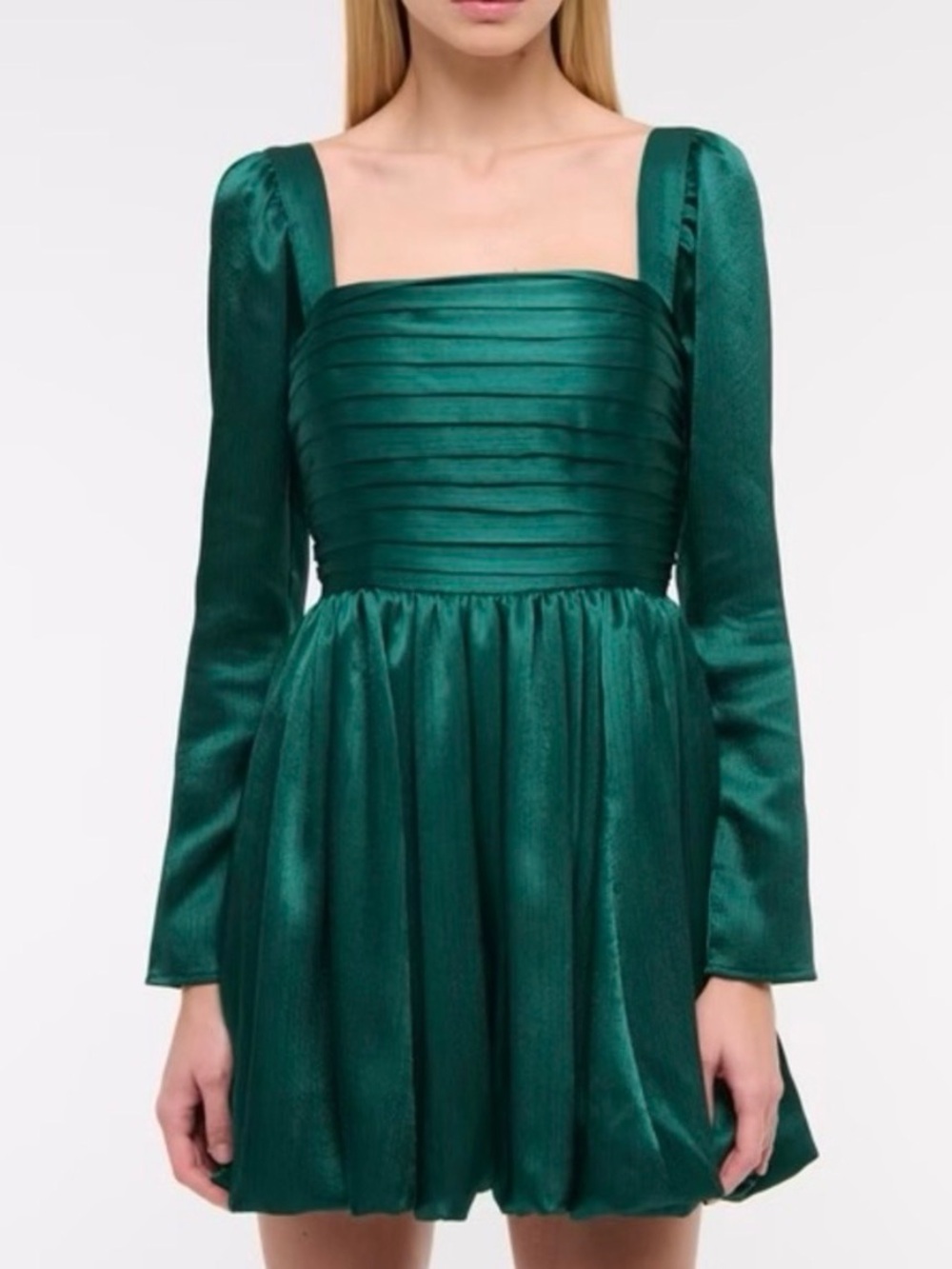 Abercrombie & Fitch Emerson Satin‎ Green Mini Dress Long Sleeve Small Tall ST